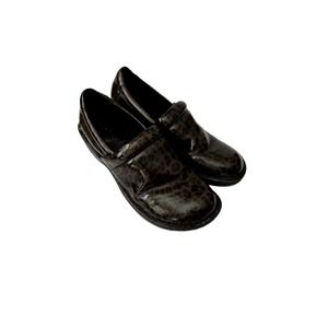 BOC Born Shoes Womans 8.5/40 Clogs Mules Nurse Walking Shoes Cheetah Print Brown